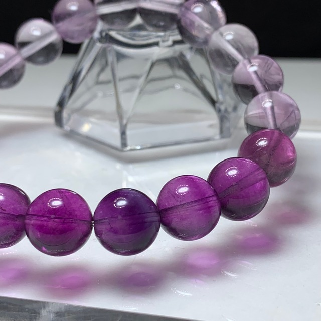 透明度有り♪パープルグラデーションフローライトブレスレット