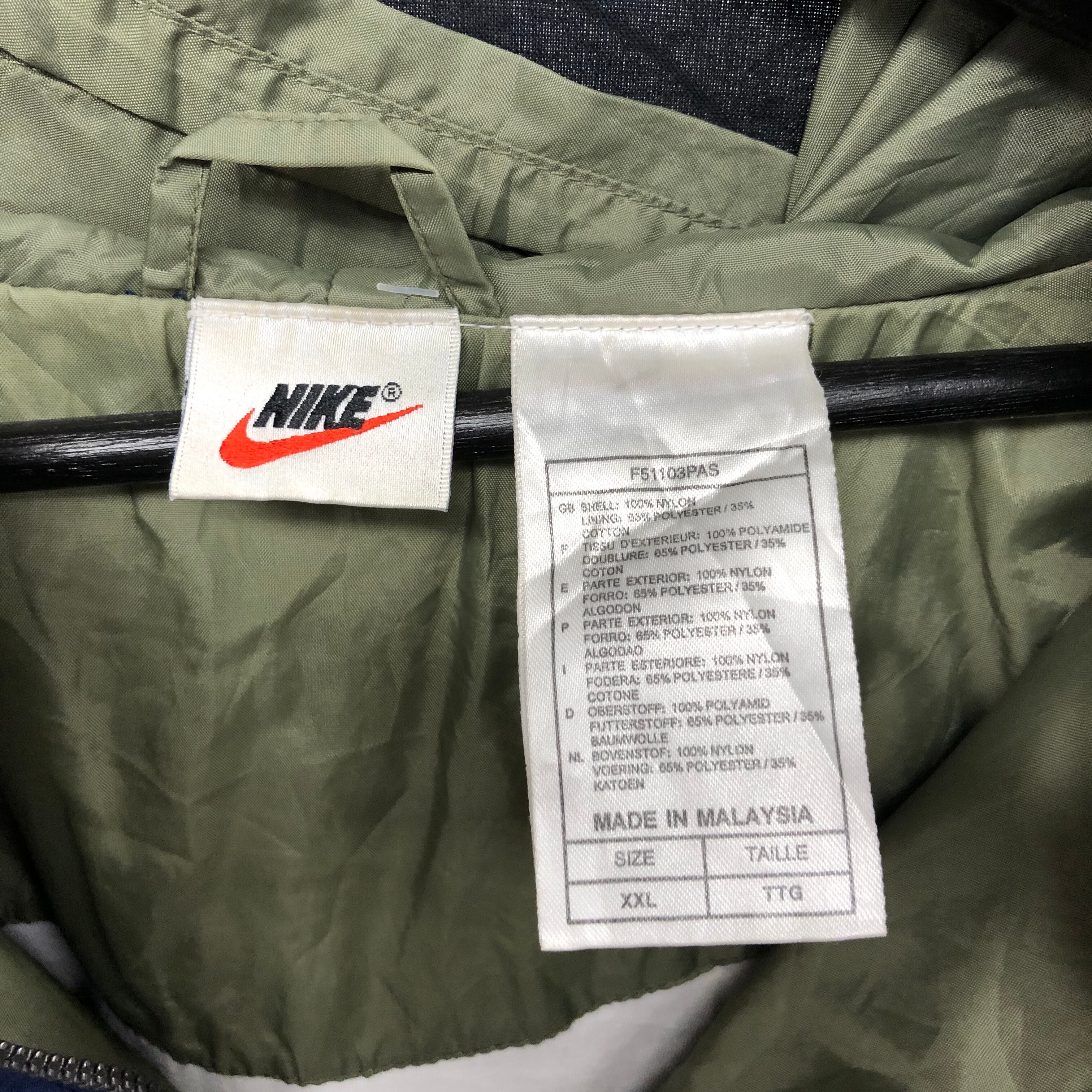 90s ナイキ NIKE ナイロンジャケット ジップアップ スウッシュロゴ プリント 2XL 古着 古着屋 埼玉 ストリート オンライン 通販