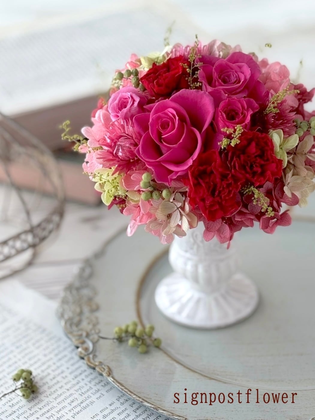 プリザーブドフラワーリース♡グレイッシュピンクの気分 【公式通販】