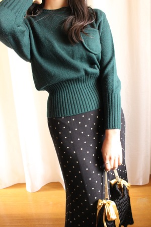 グリーンリブニット