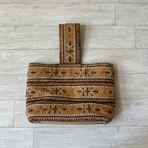 80s Vintage Embroidery Natural Bag W279