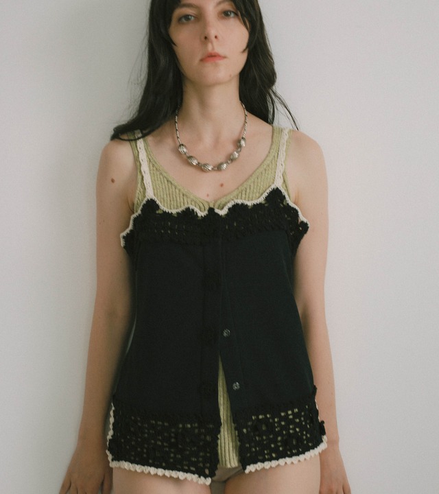 Crochet edging cami・C/#black