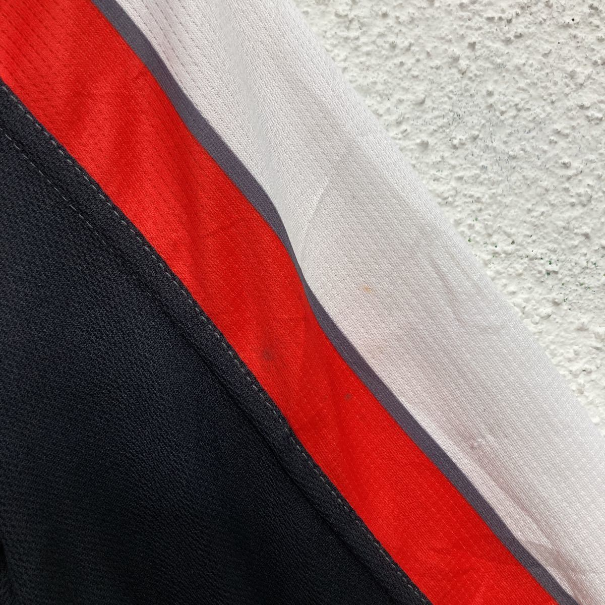 半袖 ハーフジップ サイクルジャージ L ホワイト ブラック レッド