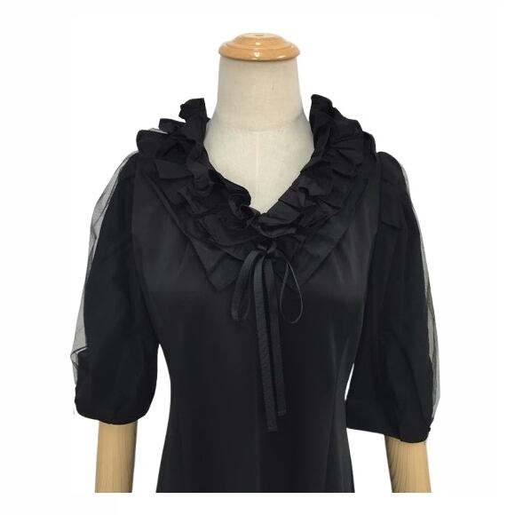 りん　Sale　スーパービューティー　チュニック　ブラック44(XL)新品 スーパービューティー チュニック フリル衿 二重袖 2412002 ブラック