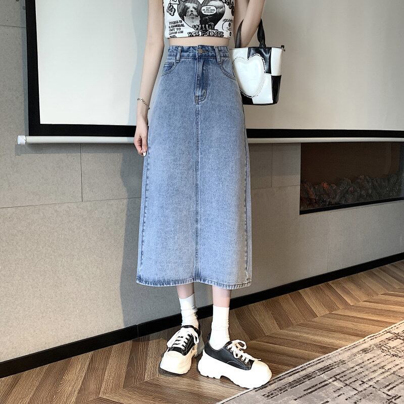 定番 デニムスカート タイト シルエット ミドル丈 ミディ丈 ミディアム