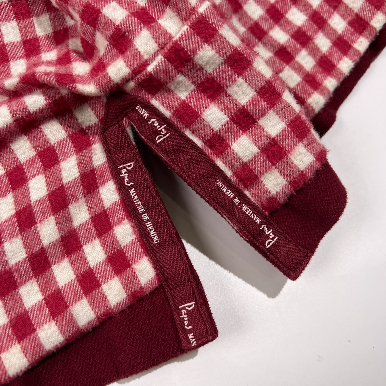 Papas パパス 裏チェック フランネル 長袖シャツ ジャケット サイズ L /ボルドーレッド系