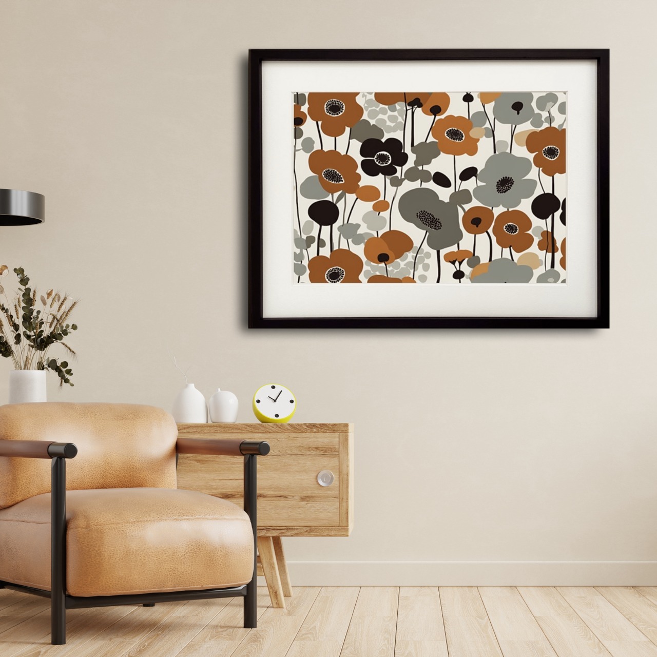 Utopia｜北欧カラーが咲き誇るボタニカルフラワーアートポスター｜色彩と穏やかさが調和する癒しのインテリア空間A2ポスター