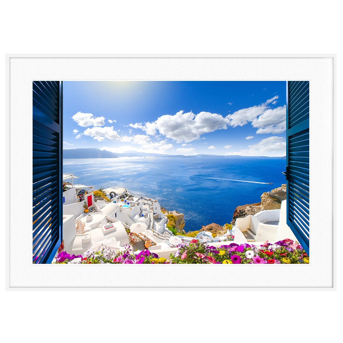 ギリシャ 風景写真 サントリーニ島 イアの風景 インテリアアートポスター額装 AS4682