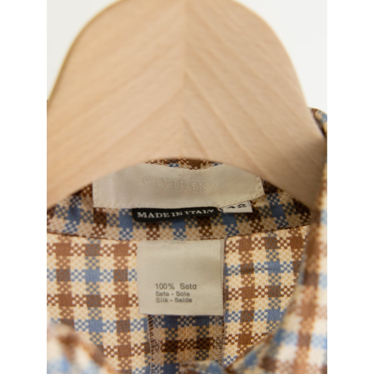 CIVIDINI】Made in Italy 100% Silk Checked Blouse（チヴィディーニ