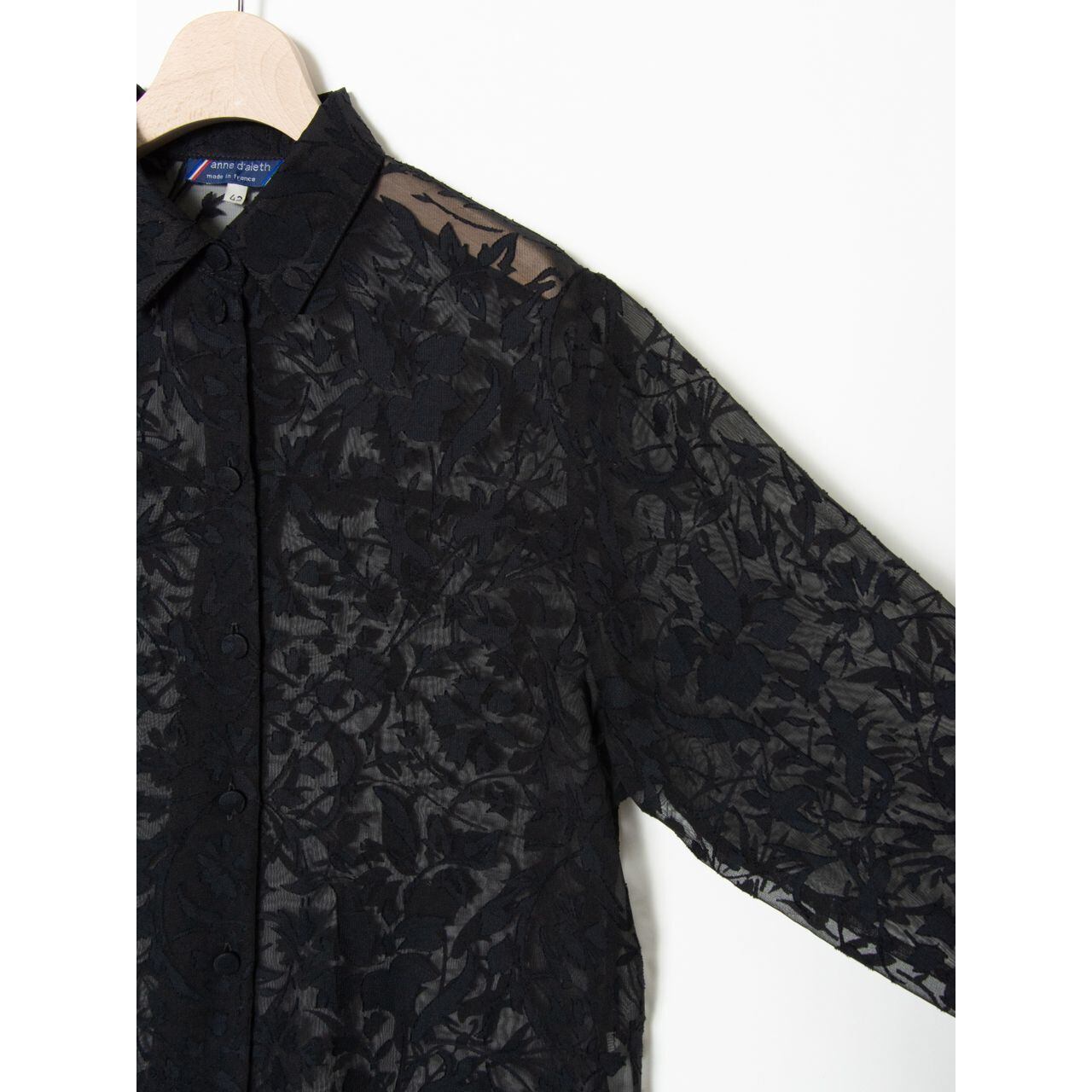 【Made in France】Botanical pattern see-through blouse(フランス製 ボタニカル シースルーブラウス シャツ)10b