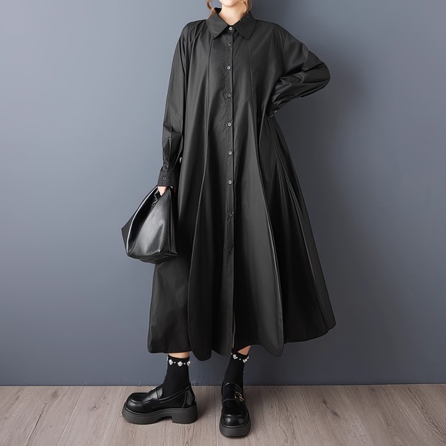 ボリューム フレア シャツワンピース  00282