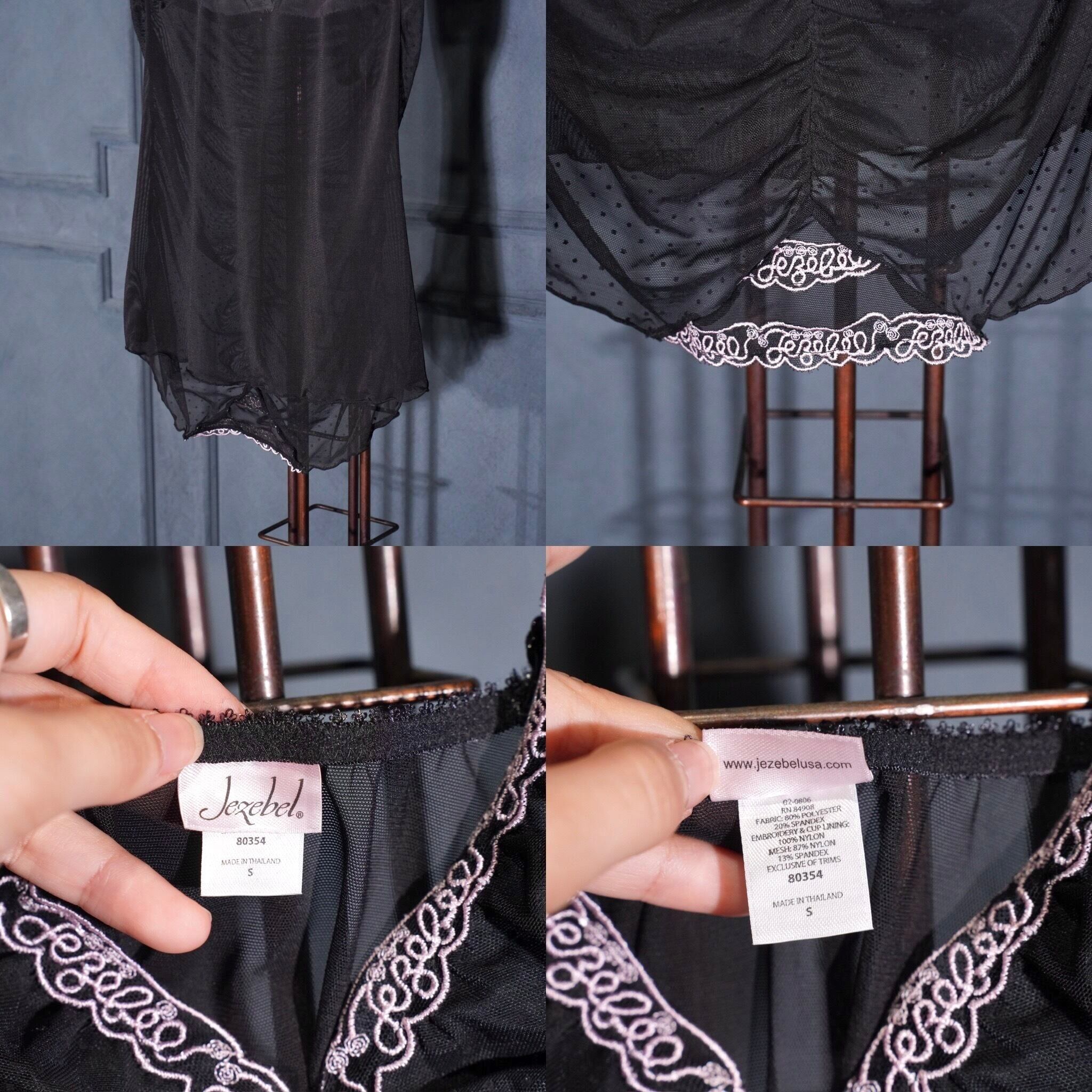 USA VINTAGE Jezebel LACE SHEER RIBBON DESIGN LINGERIE CAMISOLE