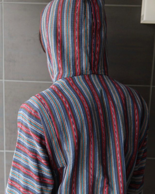 Short length striped design hoodie