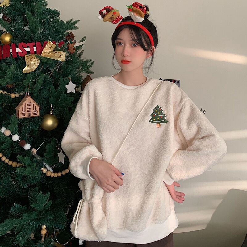 セーター レディースオータムウィンターベルベット刺繍ウールルーズトップス 秋物 冬物 萌量不足30682115361