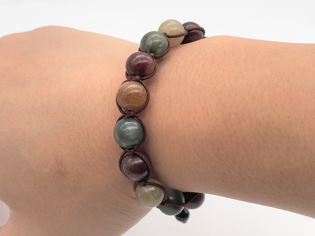 編みブレスレット（MIXスチル・水晶・ブラックトルマリン）