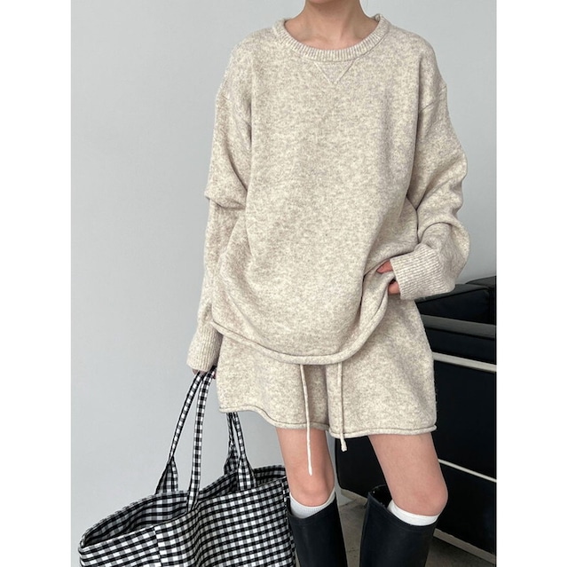 knit pullover and short pants set 10889