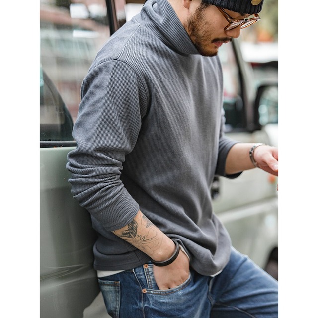 High-Neck Waffle T-Shirt【G0998】