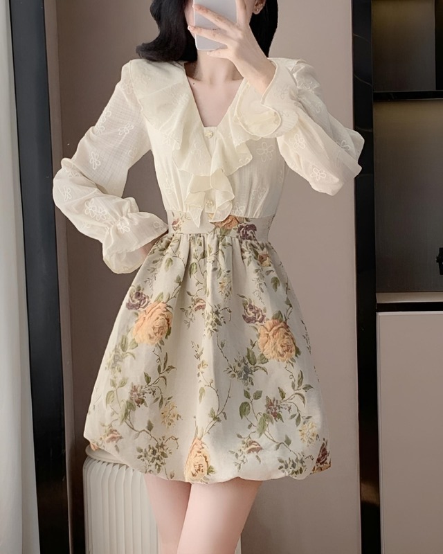 ヴィンテージローズバルーンワンピース　24WP09044