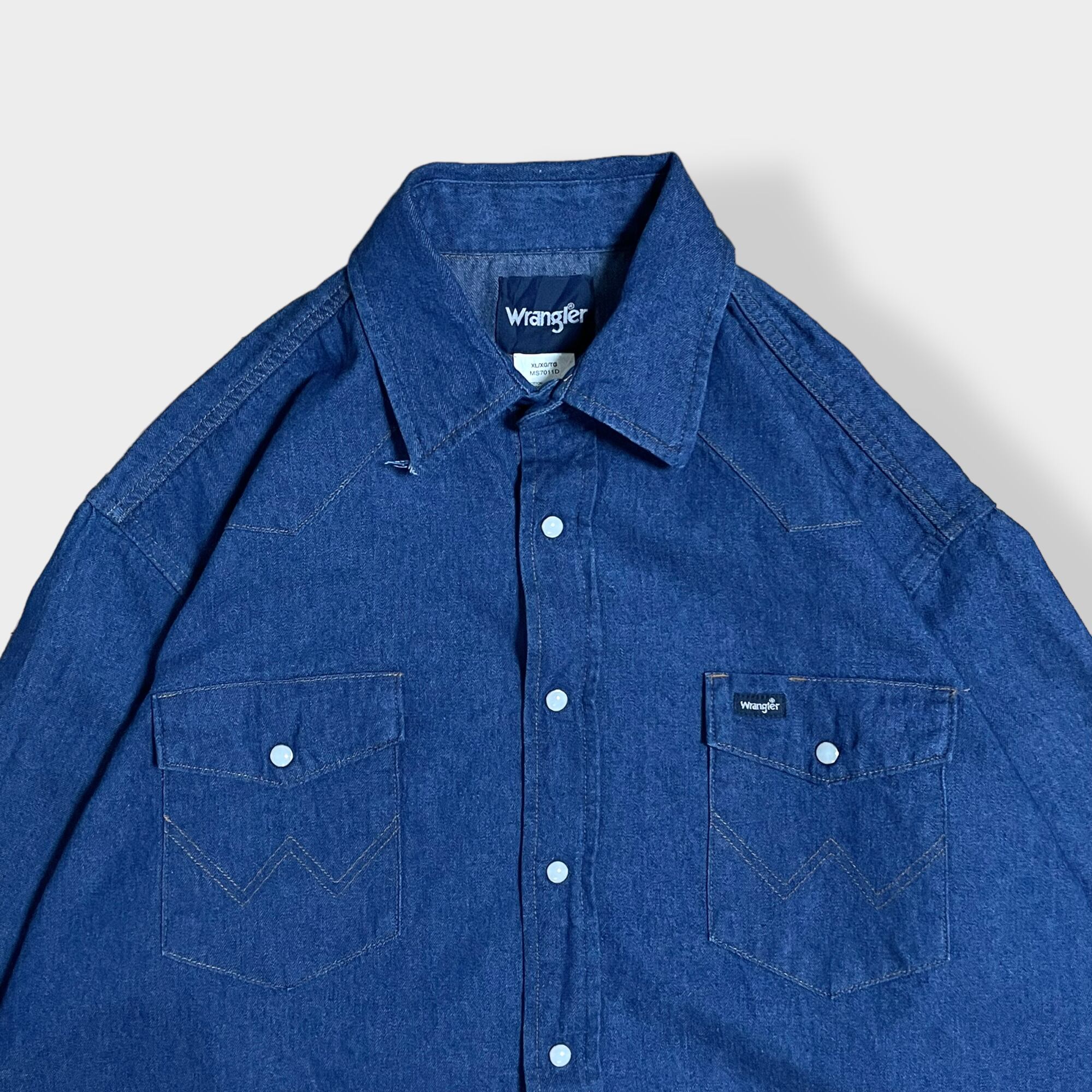 ラングラー チェックシャツ 半袖シャツ ロゴ グリーン 3XL US グレー