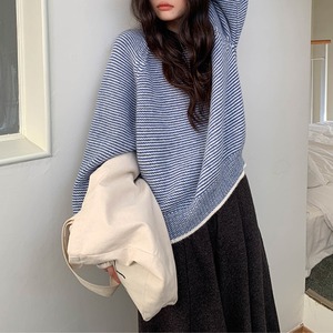 crew-neck border knit　J00383