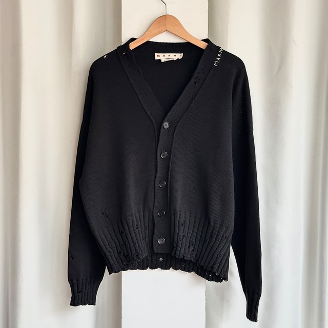 MARNI DESTROYED EFFECT COTTON CARDIGAN