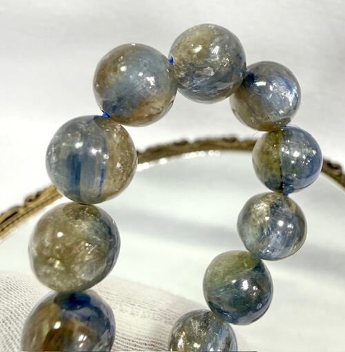 カイヤナイトシリカ カイヤナイトインクォーツ 14.5mm天然石ブレス