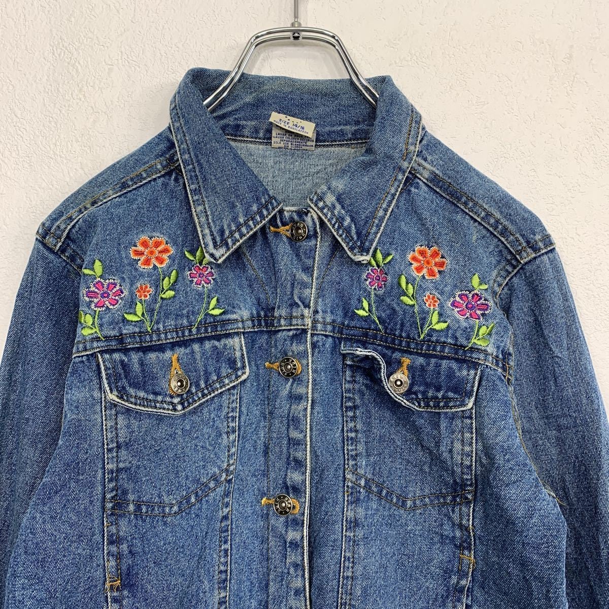 Star Ride デニムジャケット レディース XS〜S ブルー 花柄 刺繍 G