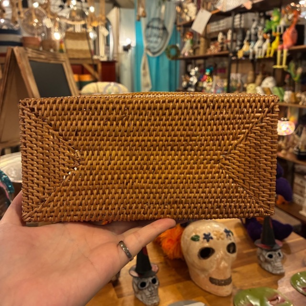 Indonesia Ata Tray / インドネシア アタ トレイ 四角 レクタングル 小物入れ 小物収納 リビング 玄関 BOX 収納ボックス 編みかご バリ 飴色 アクセサリー収納 シンプル ナチュラル