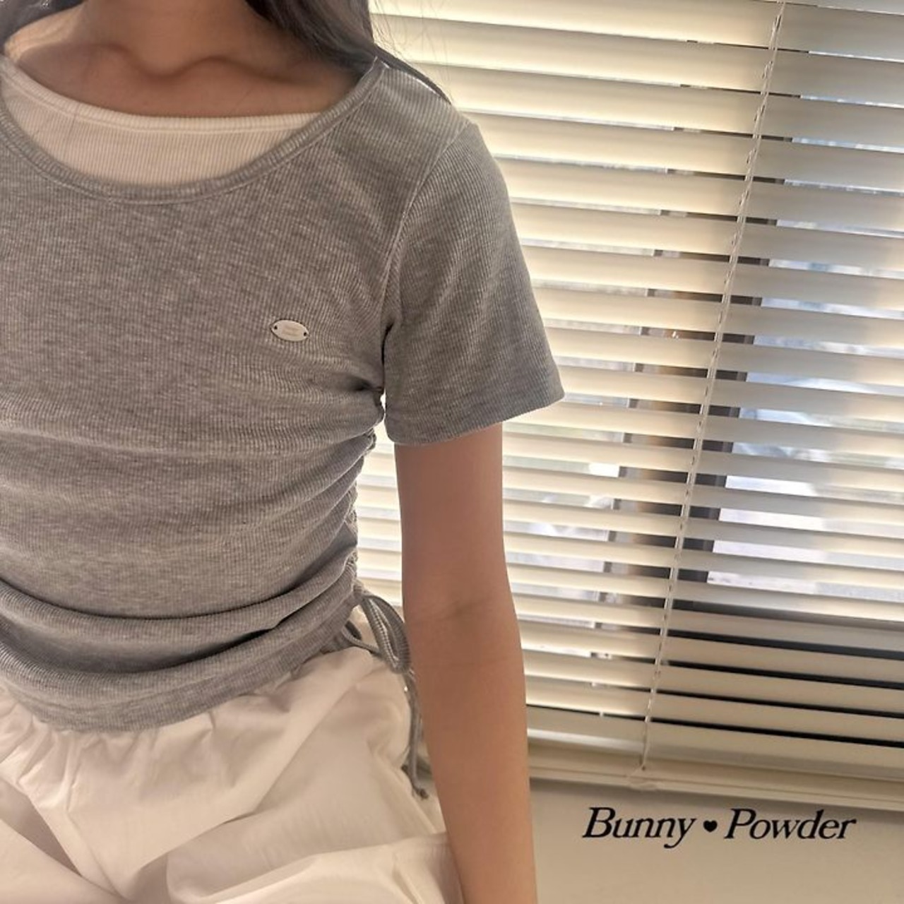[Bunny Powder] Shirred layered tee (2XL/3XL/4XL) / [버니파우더] 셔링레이어티 (2XL/3XL/4XL)
