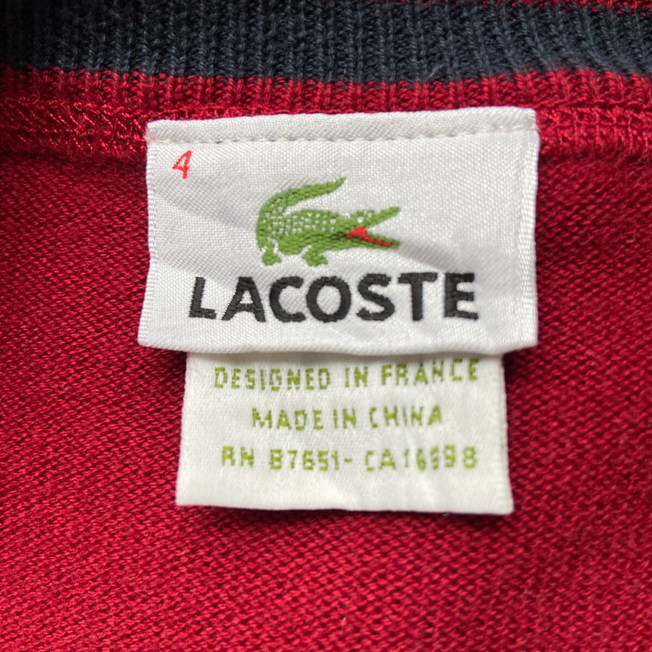LACOSTE ラコステ Vネック ウール コットン ニットセーター メンズM 