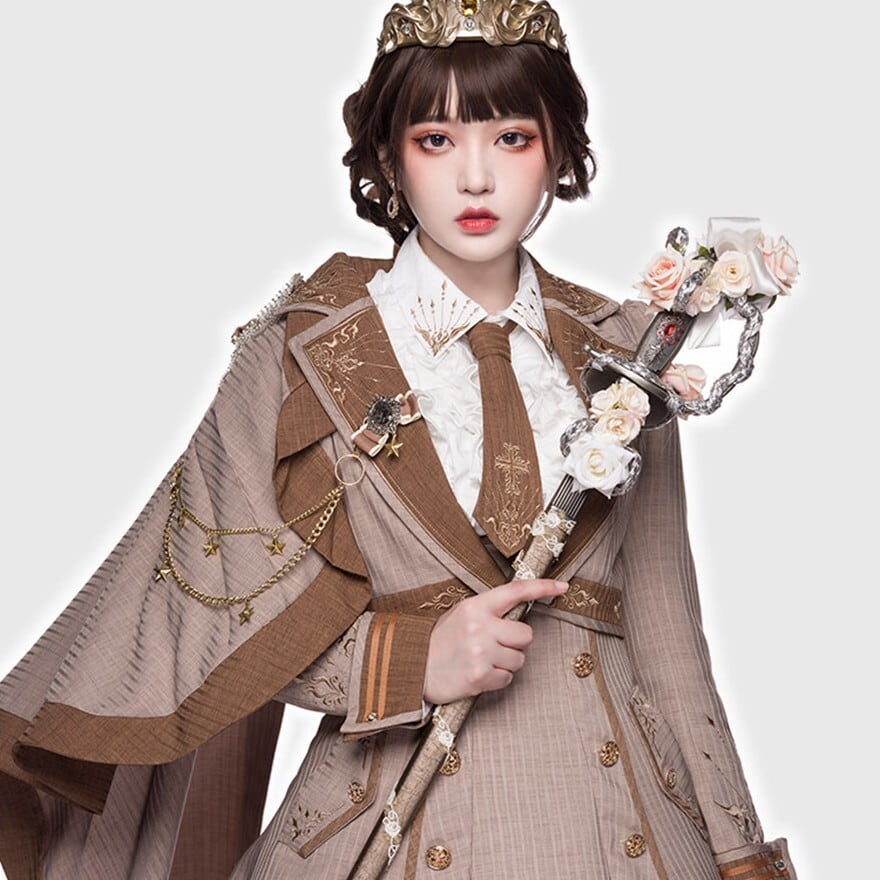 王国の士官少女クラロリフルセット|ショートジャケット|刺繍ラペル&ダブルボタン