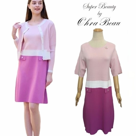 ポンチジャージモティーフデザイン配色ワンピーLL スーパー