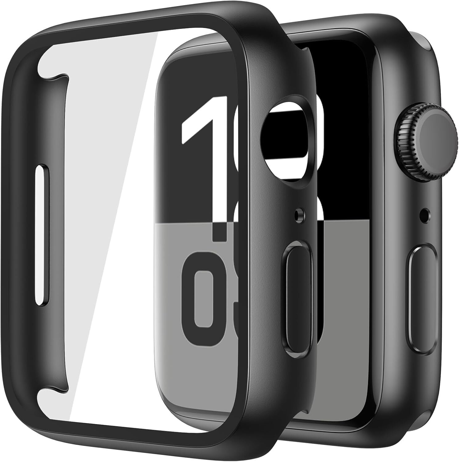 【努力特価】ULOE 対応 Apple Watch Series 11 (2025) Series 10 42mm用 ケース 対応アップルウォッチ 11/10 42mm 保護カバー ガラスフィルム 一体型 PC素材全面保護(ブラック)
