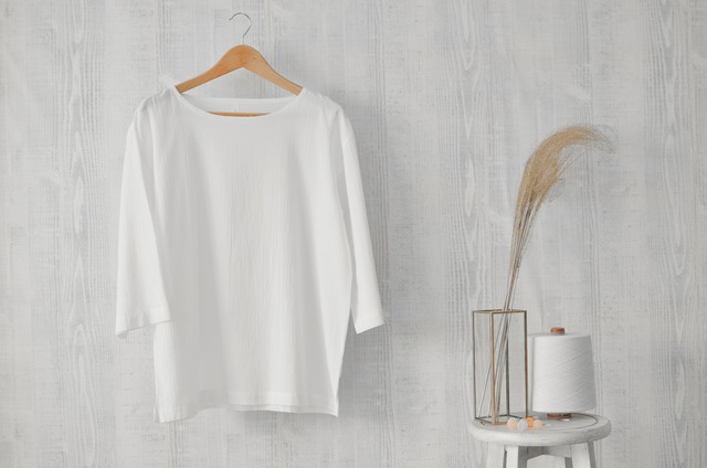 七分シャツ 裾フラット white