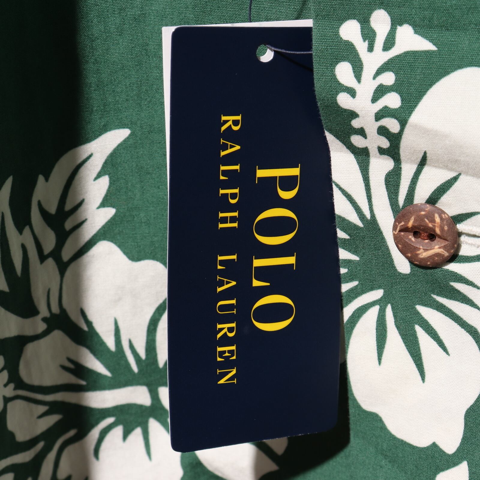 ポロバイラルフローレン アロハシャツ 緑色 葉柄 半袖 新品 M ポロラルフローレン 半袖開襟 アロハシャツ 緑 グリーン