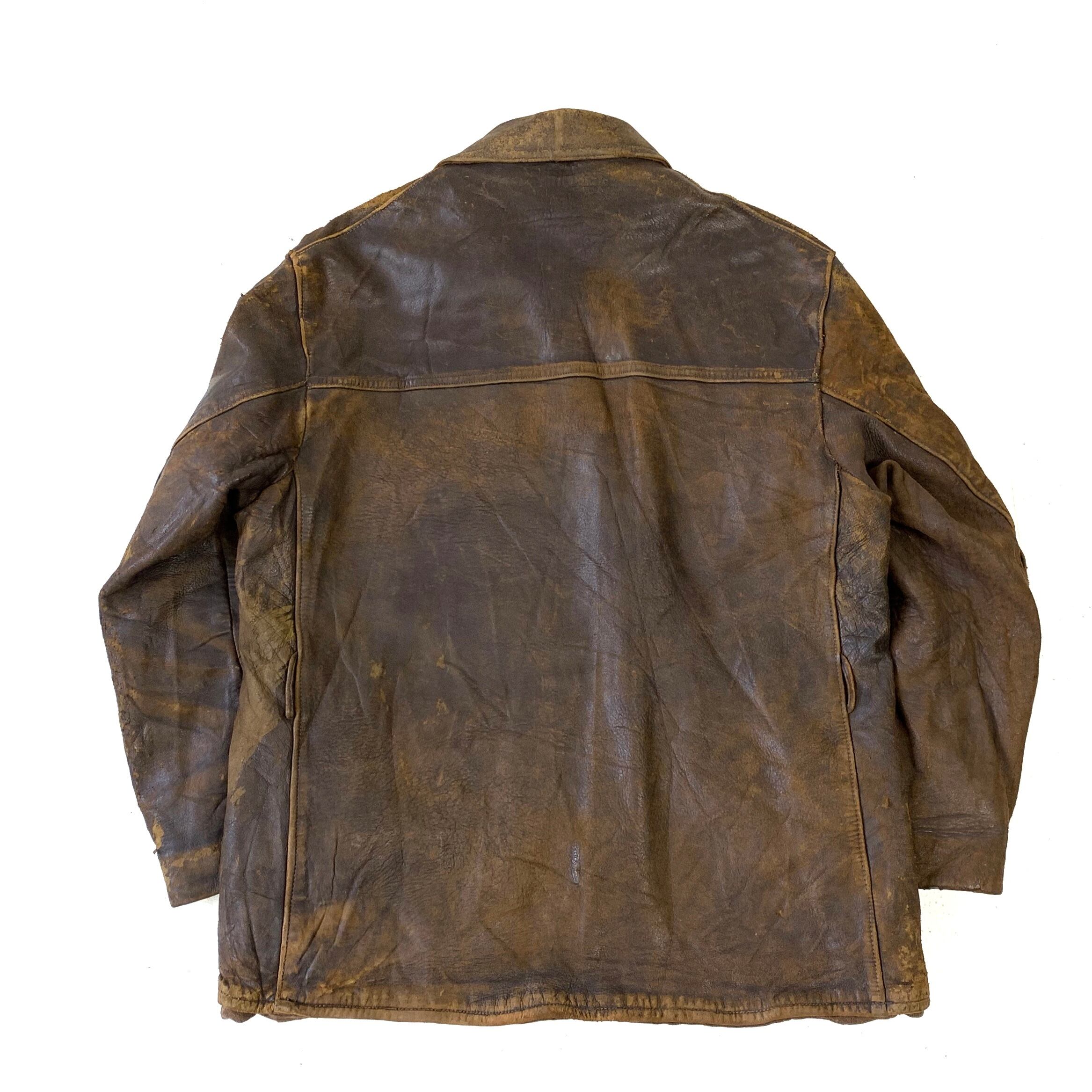 1950's German leather carcoat ブラウン レザー カーコート モーター