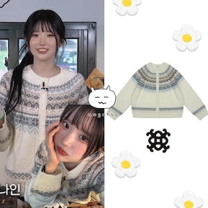 ★fromis_9 ハヨン 着用!!【VLETI】Nordic Round neck Knit Cardigan (cream)