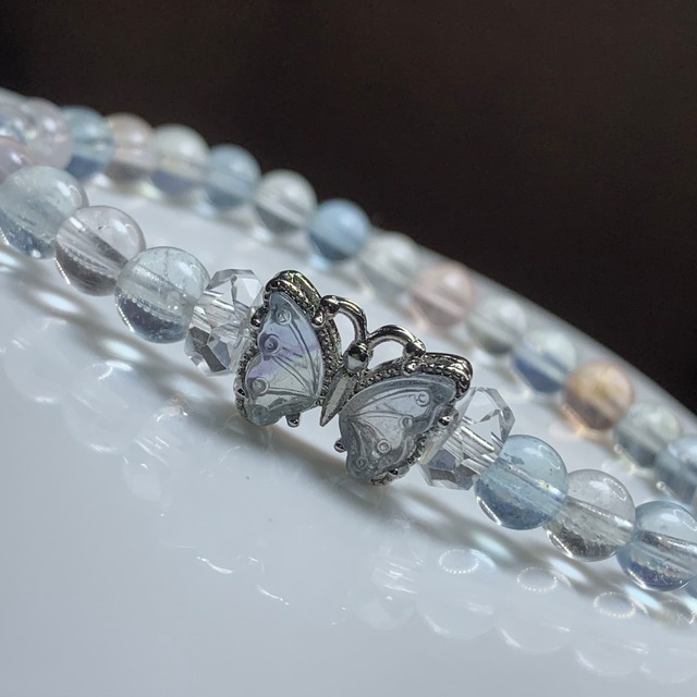 No.3.~Butterfly~ミックスベリル×フローライト デザインブレスレット