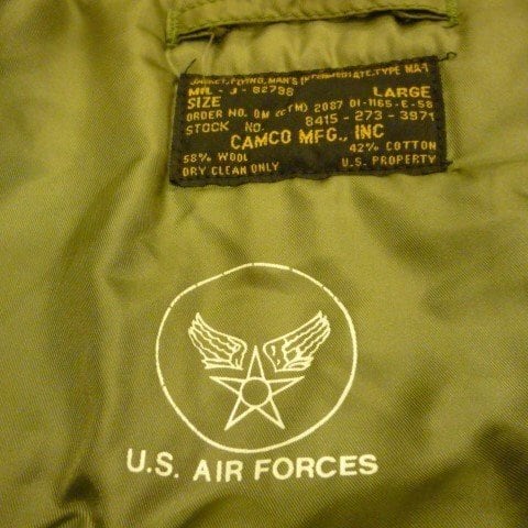 CAMCO MA-1 1958年モデル 復刻 Bタイプ (LARGE) エアフォースマーク付き