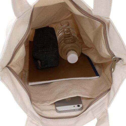 毎日使いやすい！にゃんころ 天ファスナー付シンプル帆布トート