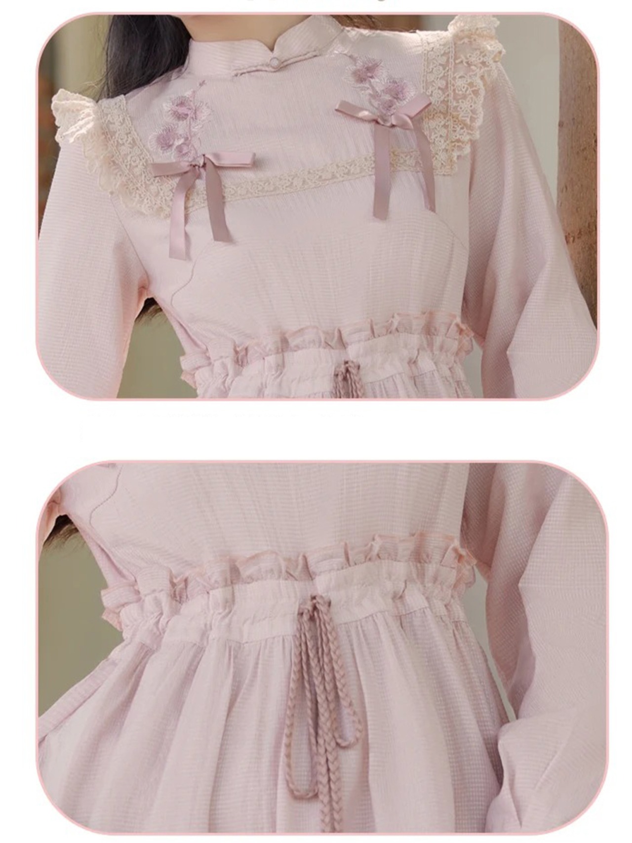 【0144】Pink Ribbon Girly Long Sleeve Dress