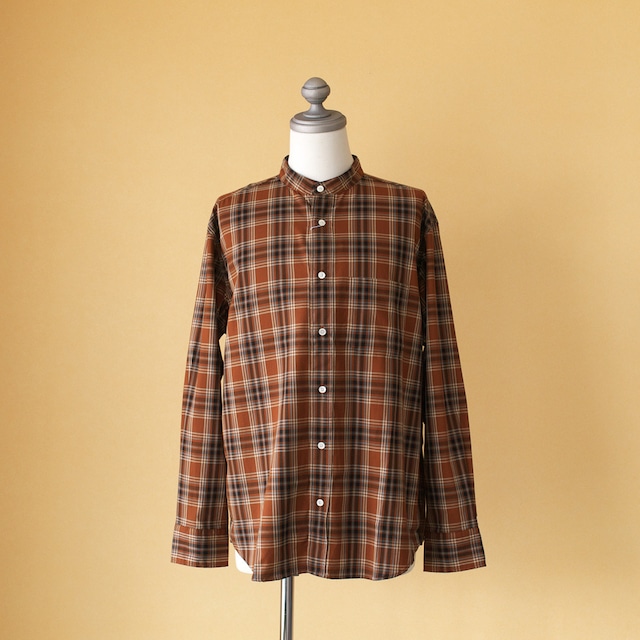 Manual Alphabet マニュアルアルファベット　check band collar shirt チェックバンドカラーシャツ bulging fit【メンズ】