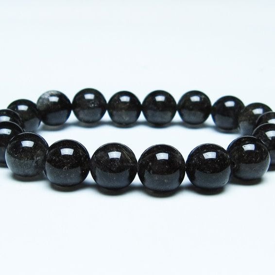 ブラックルチルクォーツ ブレスレット 12mm ブラックトルマリン トルマリネイテッドクォーツ 一点物 メール便可 [M便 1/10] 111-47164