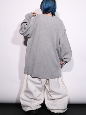 “HARLEY-DAVIDSON”  刺繍 logo waffle long sleeve gray