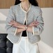 アウター ジャケット 長袖 ラウンドネック 前開き デザインボタン ポケット ミディアム丈 かわいい 大人可愛い きれいめ シンプル 上品 おしゃれ かっこいい カジュアル こなれ感 個性的 レトロ きちんと 主役級 存在感 抜け感 秋 冬 ベーシック ナチュラル キュート クール  エレガント フォーマル レディース 女性用 ママ OL 通勤 デート お出かけ お泊まり 女子会 旅行 休日 アウトドア カフェ ショッピング コンパ レストラン 普段使い 着回し 重ね着 デイリー ワンサイズ 高見え