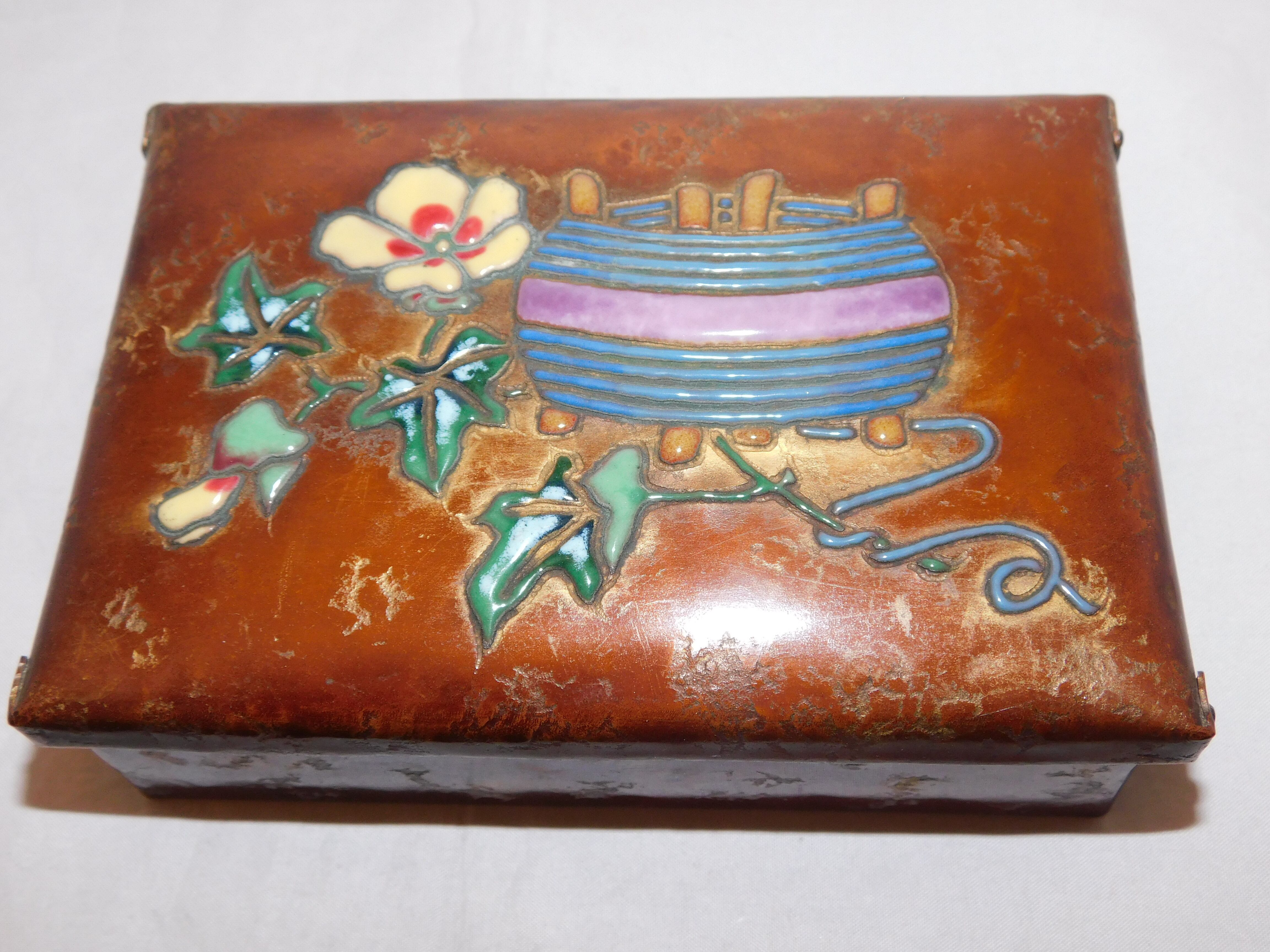 安藤七宝宝石入れ（トレー付き）共箱 cloisonne enamel jewelry case