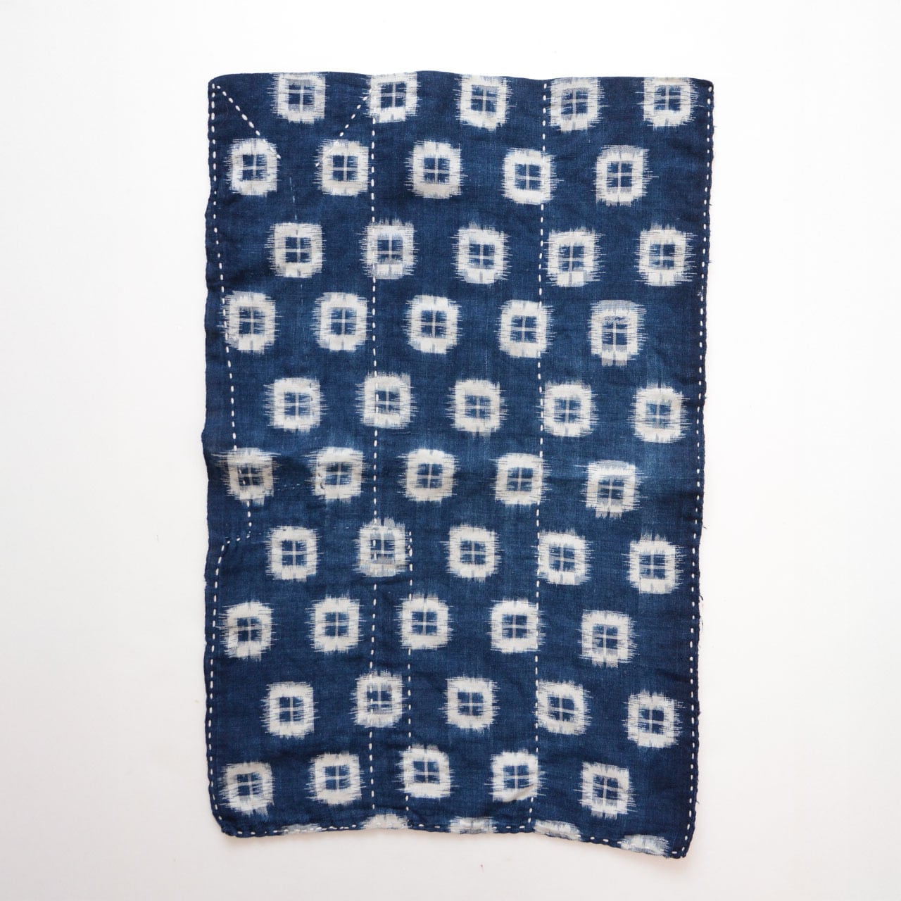 お取り置き古布絵絣と紅花染のプルオーバー刺し子着物リメイク