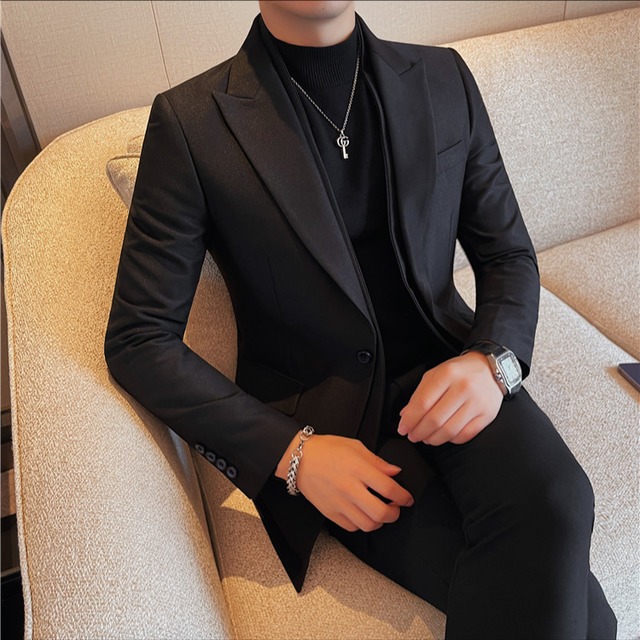 シングルブレスト　ダブルカラー　スリムジャケット　2カラー　LB0989　