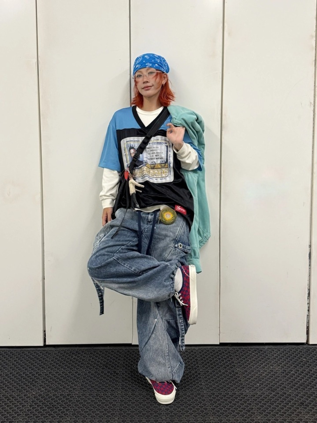 RELABLE Unique Shape Cargo Denim Pants Blue | INVADER
