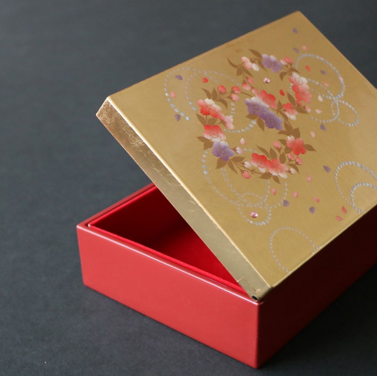 山中塗 箔工芸 アクセサリーボックス かりん | 創作漆器 金沢わこう
